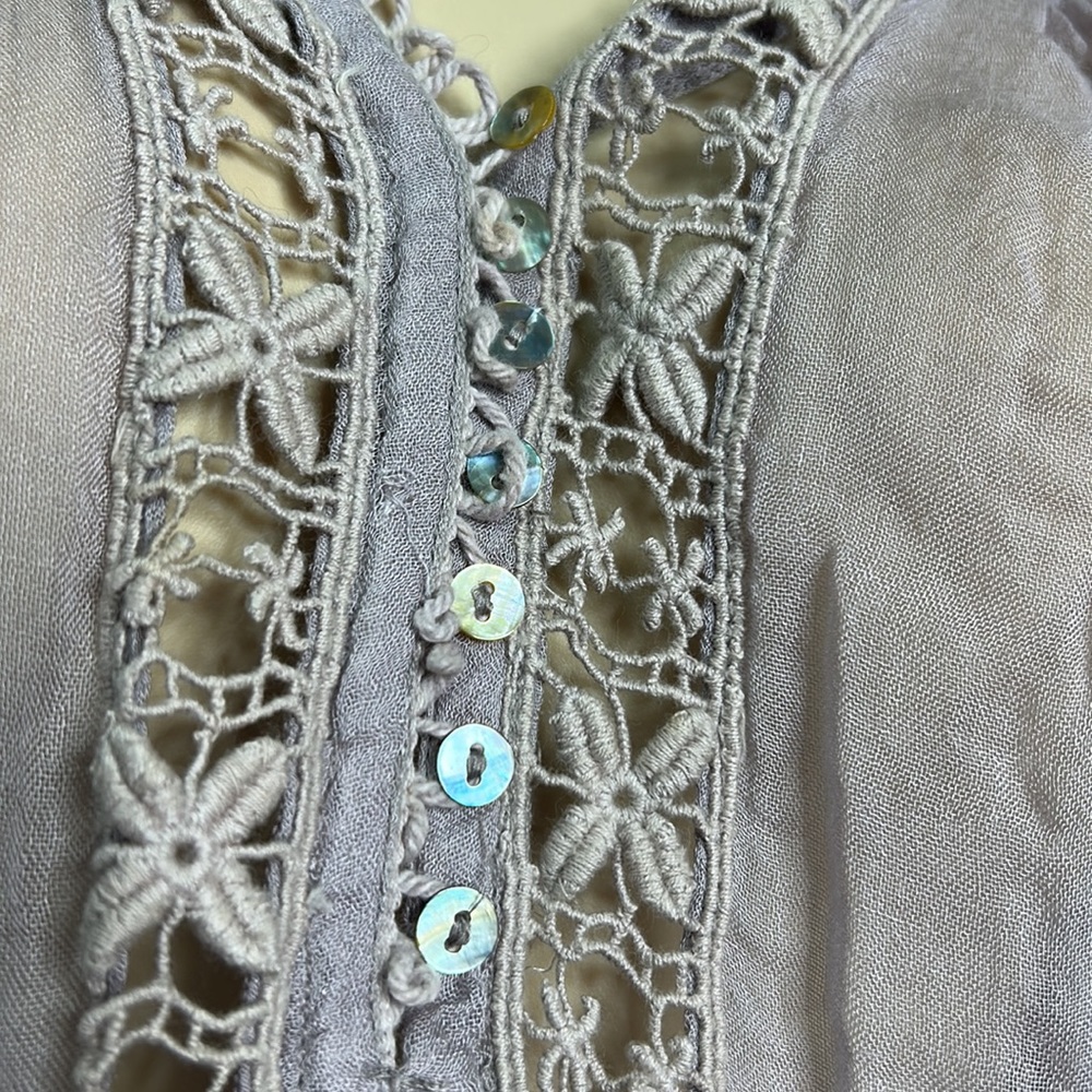 Free People sheer fairy raw edges lace top - Picture 4 of 12